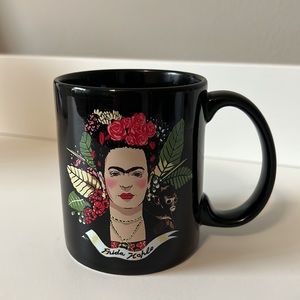 Frida Kahlo- Strand Book Store Mug- Black with Flowers
